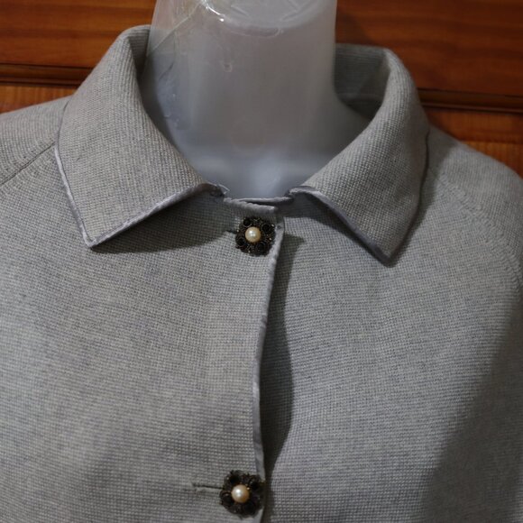 Coltalia Imports Vintage Wool Cropped Blazer Jacket Gray Pearl Button 12 - Picture 2 of 10